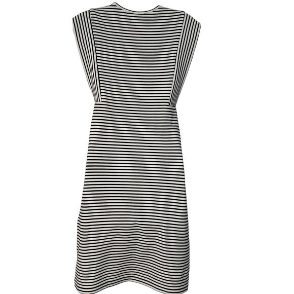 Derek Lam Size 40 US 4 V Neck Sheath Dress Black White Striped Stretch Chic Work - Picture 5 of 12
